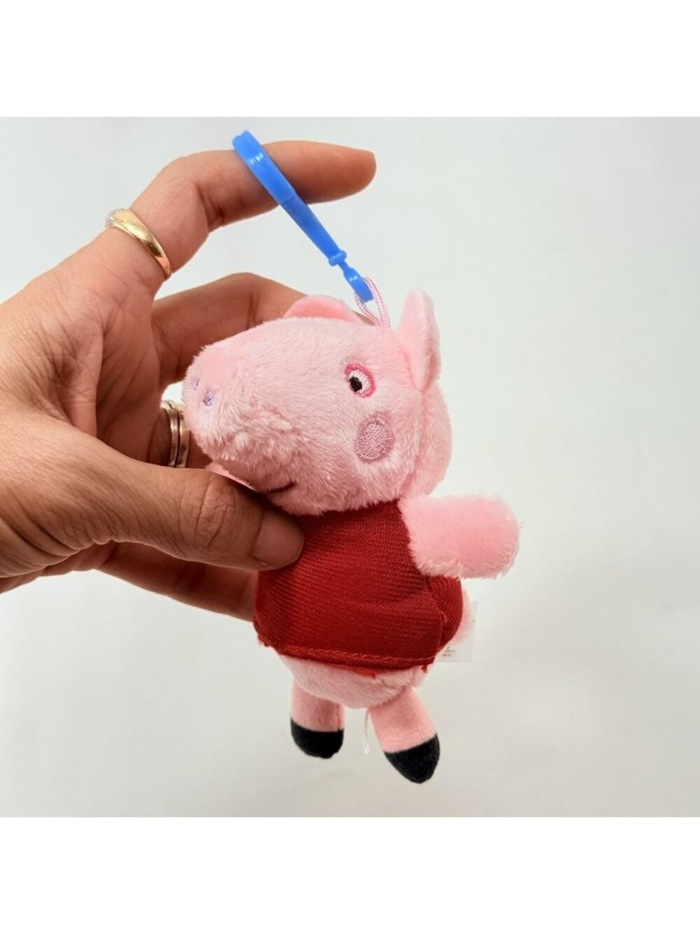 Peppa Pig Plush Keyring Keychain Clip Attachment Backpack Bag Holder Hang Pink